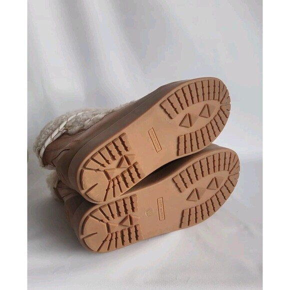 Tory Burch Courtney Round Toe Leather Shearling Platform Lace-up Boots Size 6M - Picture 8 of 8